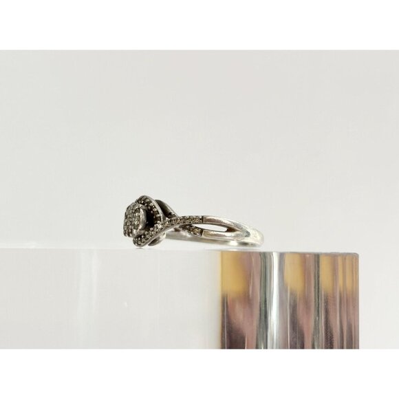 Crossover Cluster Cubic Zirconia Gemstone Vintage Sterling Silver Ring - sz 6.5 - Picture 5 of 10